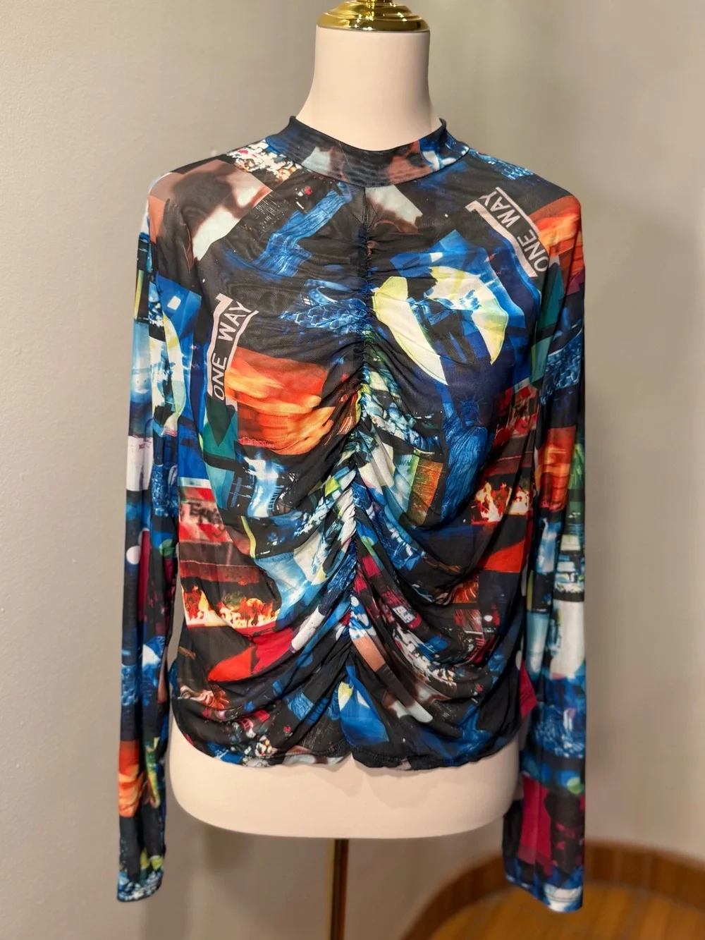 See through Long Sleeve Women’s Top Colorful City Japan Style Plus Size 2X Rave